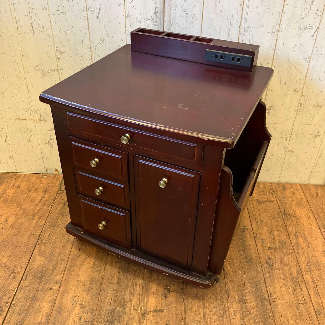 大竹産業 木製 コンセント付き ミニキャビネット サイドテーブル ワゴン