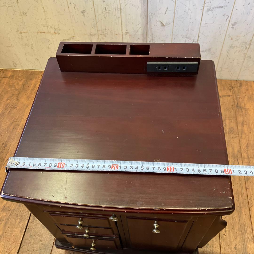 大竹産業 木製 コンセント付き ミニキャビネット サイドテーブル ワゴン