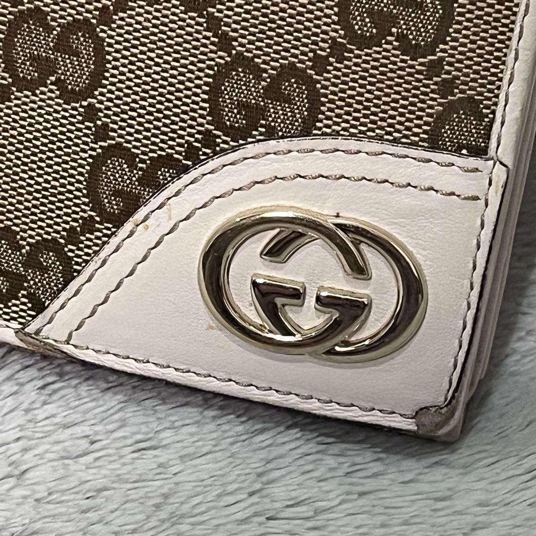 人気✨GUCCI グッチ 二つ折り長財布 GG柄 キャンバス レザー ベージュ系