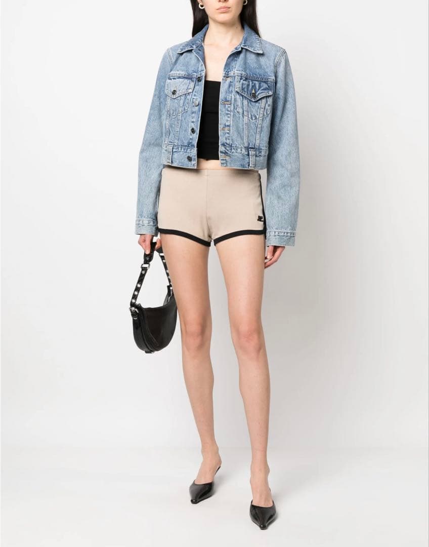 クレージュ　ベージュ コントラスト　ショートパンツ　Courreges