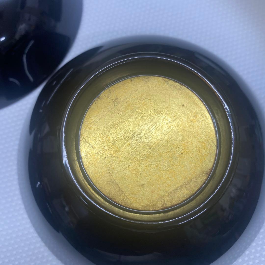 辻嘉一　特選和食器揃　純金箔貼漆器 蓋付き椀 5個セット 黒