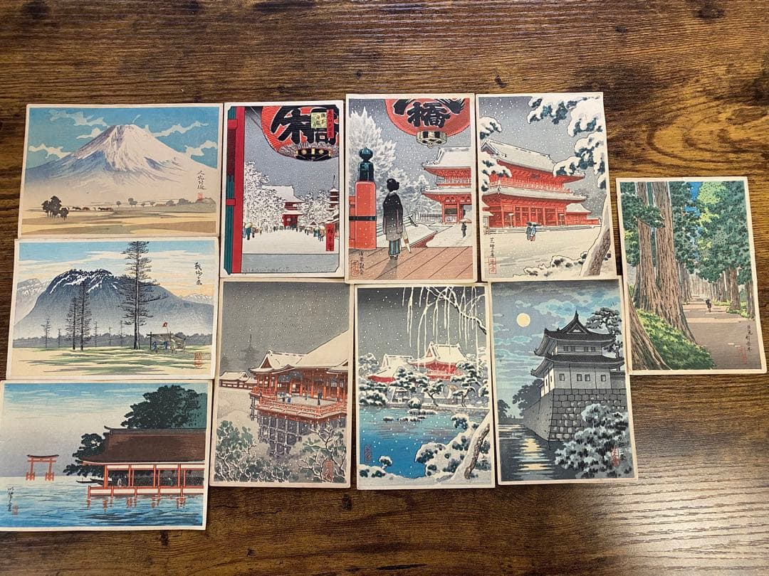 レトロ木版画？セット 自然・城・冬の風景まとめ10枚入手困難で希少な版画です