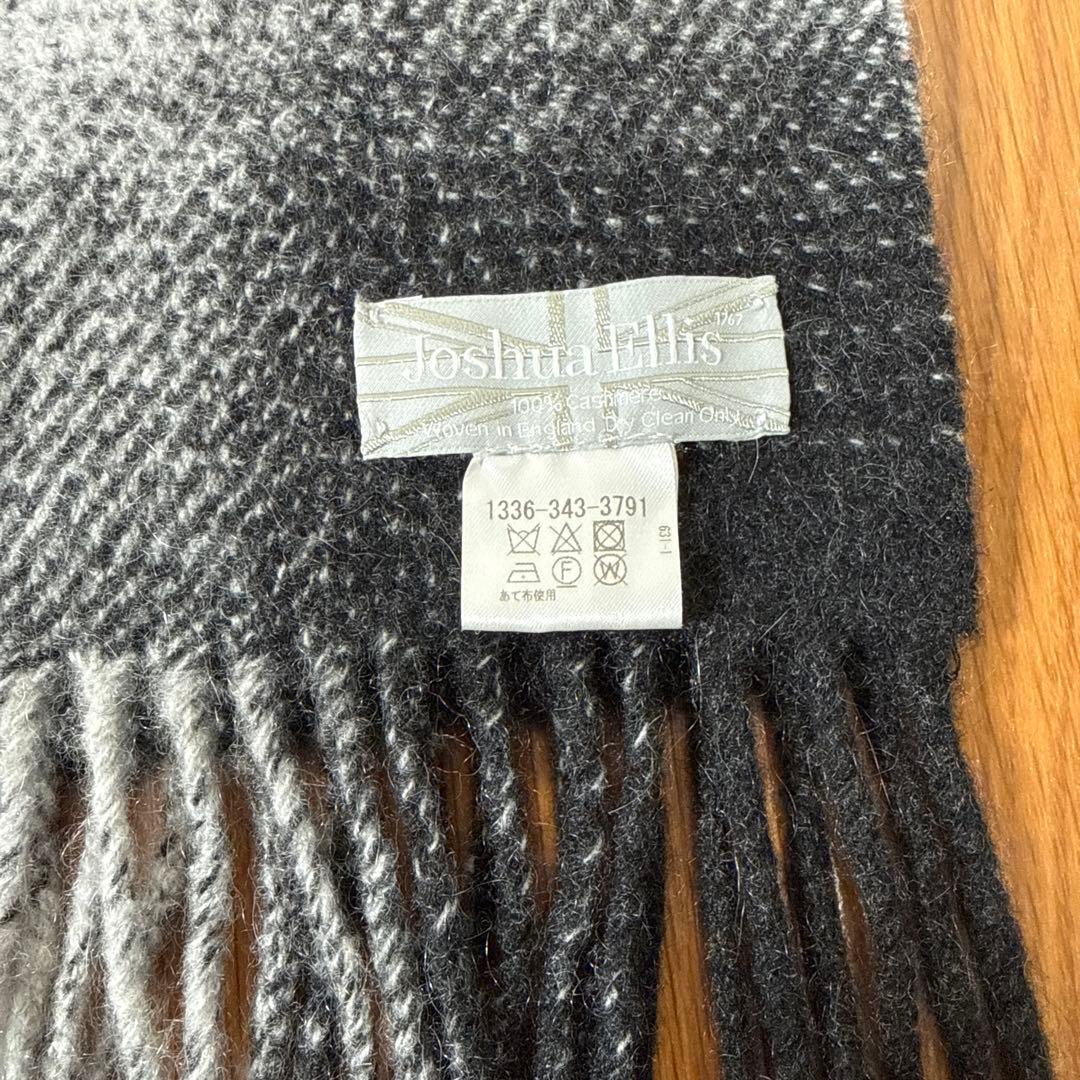 ジョシュアエリス Joshua Ellis カシミヤ チェック 大判 マフラー