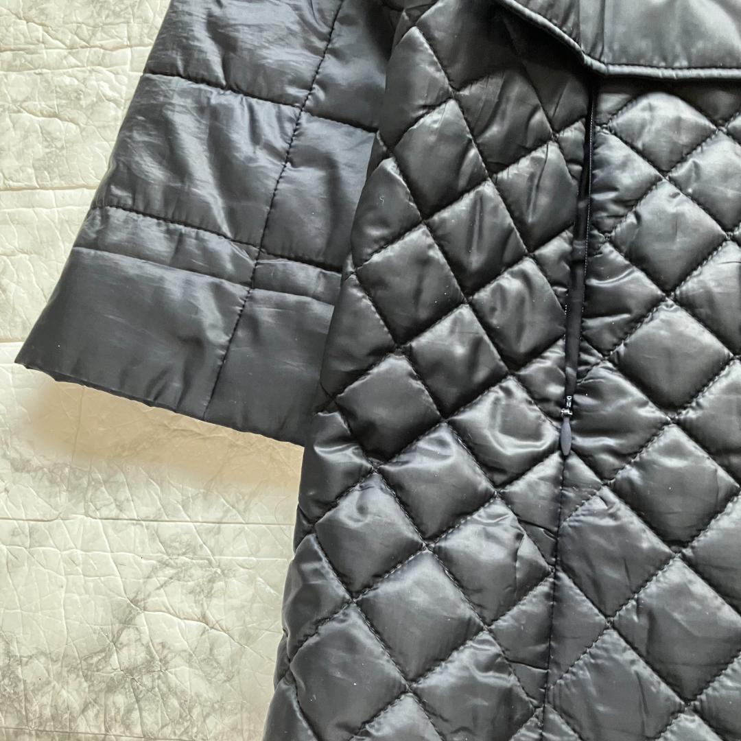 美品◎レリアンホワイトレーベル ダイヤキルト ロングコート 4L 黒 軽量