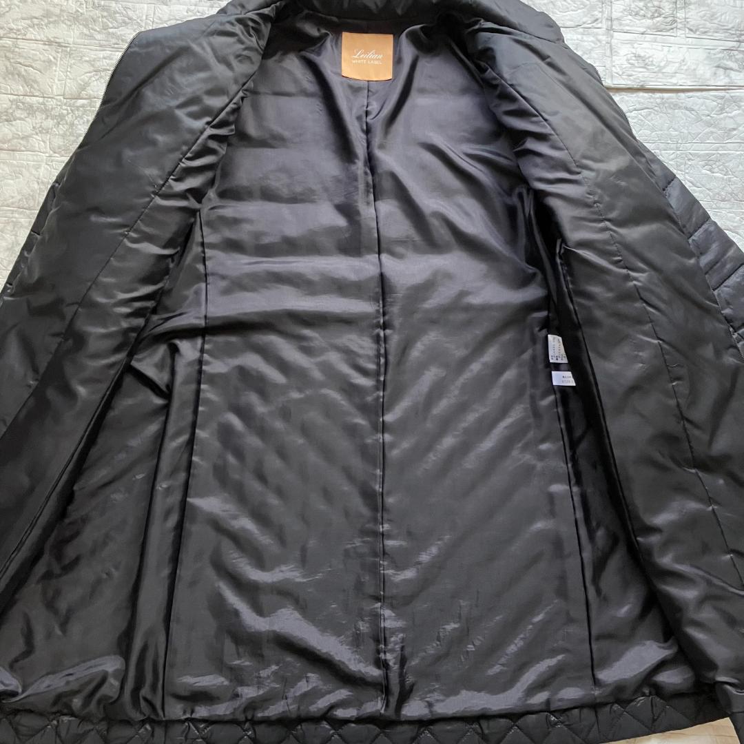 美品◎レリアンホワイトレーベル ダイヤキルト ロングコート 4L 黒 軽量