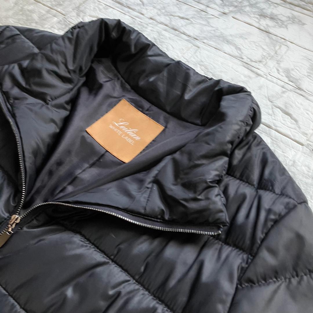 美品◎レリアンホワイトレーベル ダイヤキルト ロングコート 4L 黒 軽量