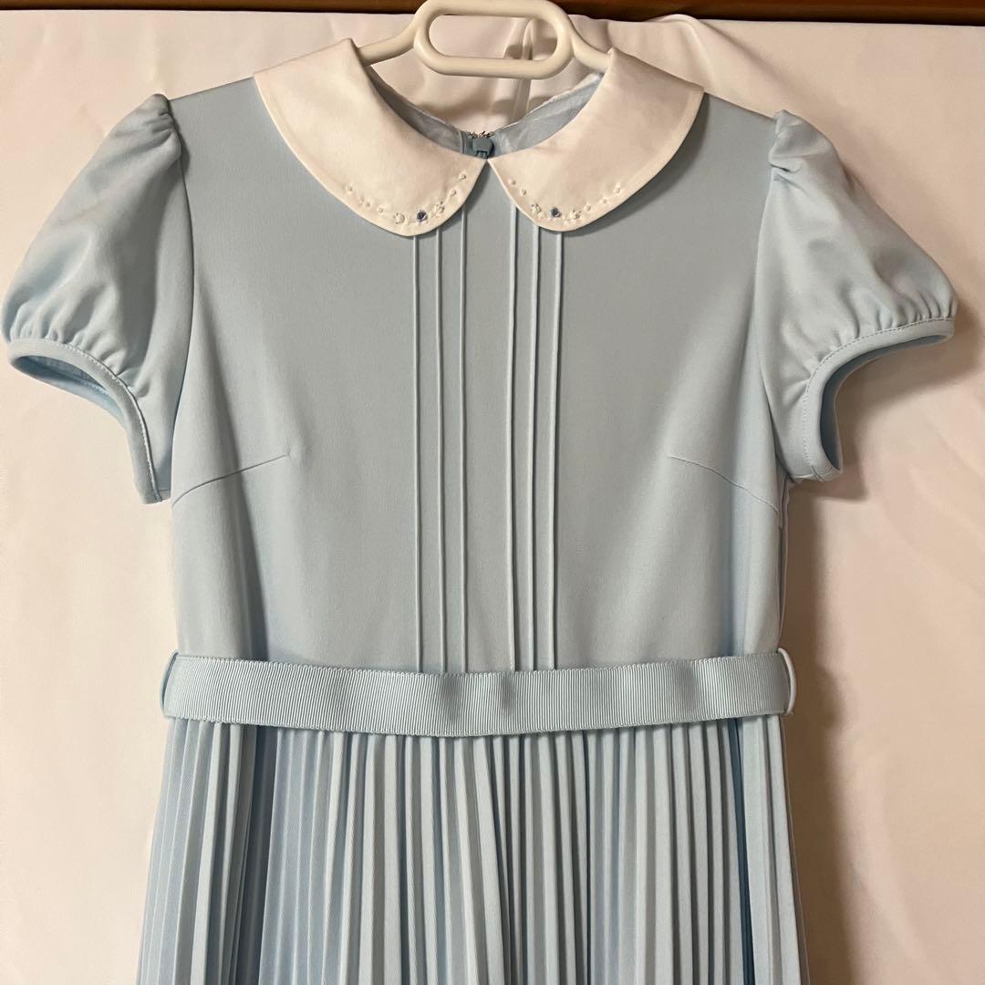 いいね❤️familiar 水色 半袖 ワンピース 130cm