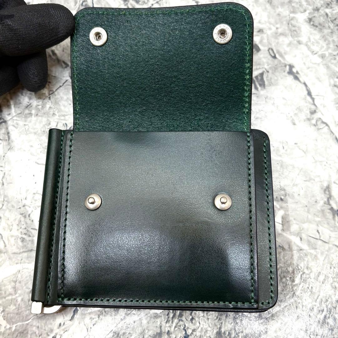 新品同様✨ SLOW マネークリップ ブライドルレザー ダークグリーン 箱あり