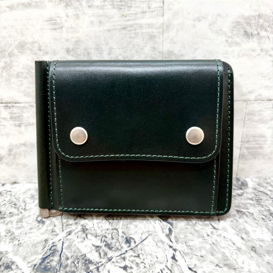 新品同様✨ SLOW マネークリップ ブライドルレザー ダークグリーン 箱あり