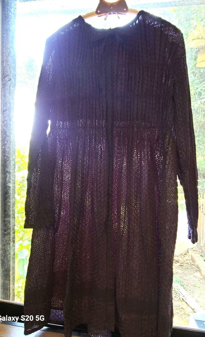 HaaT イッセイミヤケ 紺色前ボタンチュニック／ 羽織 サイズ３