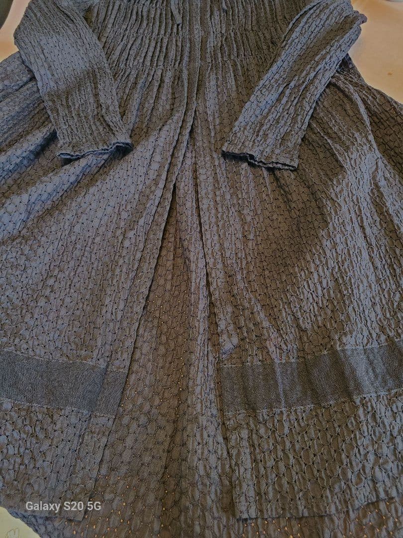 HaaT イッセイミヤケ 紺色前ボタンチュニック／ 羽織 サイズ３