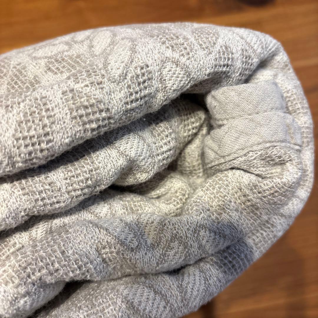 新品未使用　ベラルーシ製　麻コットンブランケット 220x205cm グレー