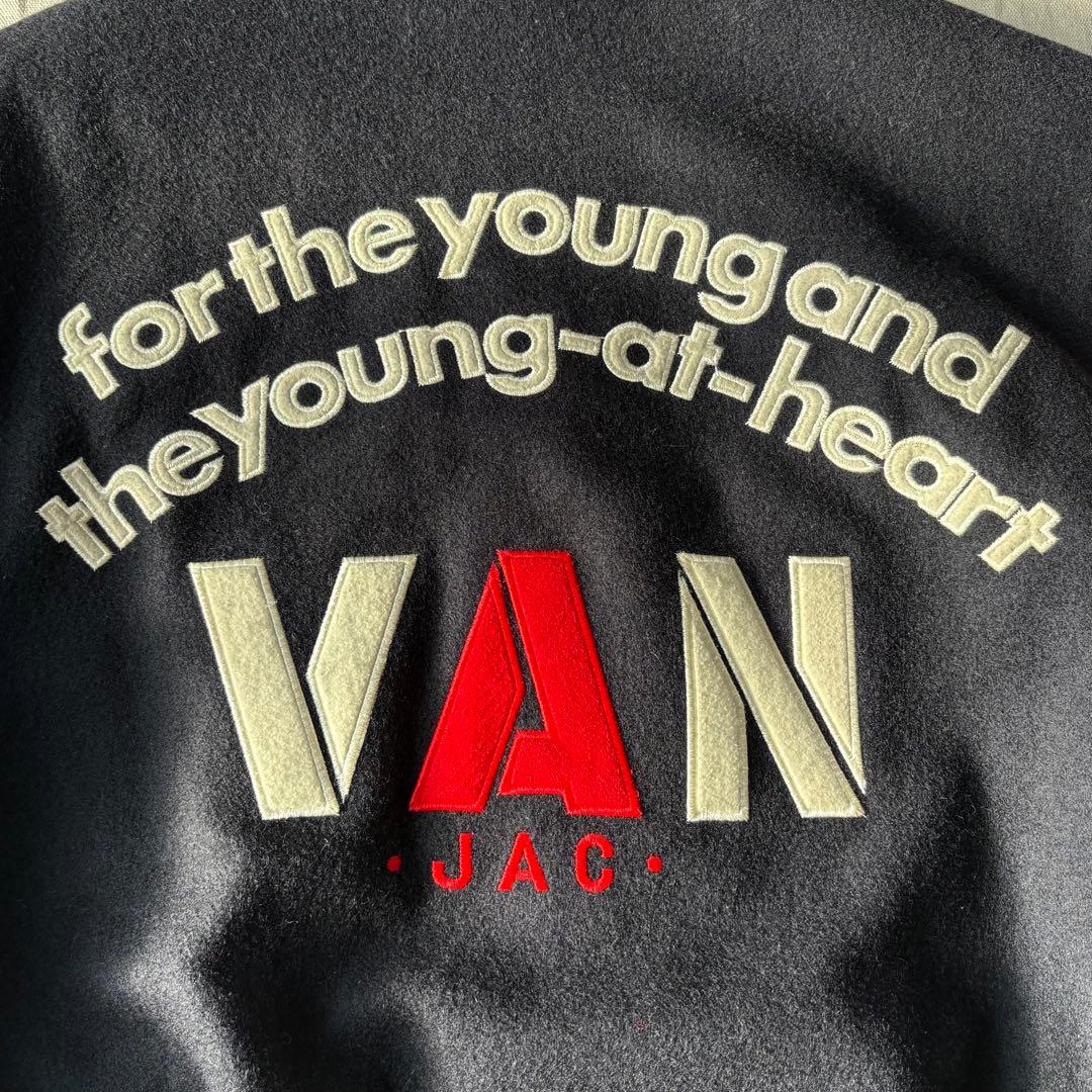 VAN JACKET ヴァンジャケット バックロゴ スタジャン ブラック M