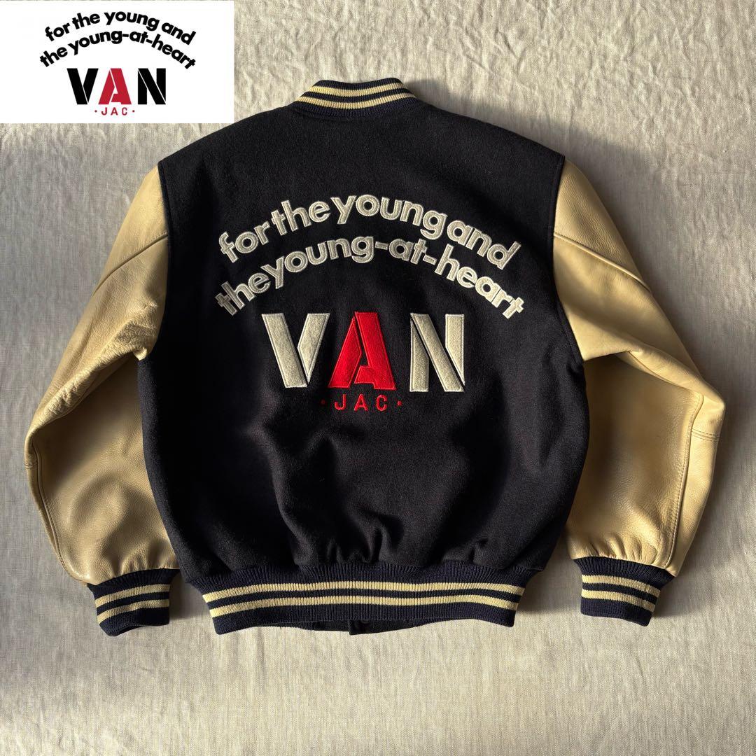VAN JACKET ヴァンジャケット バックロゴ スタジャン ブラック M