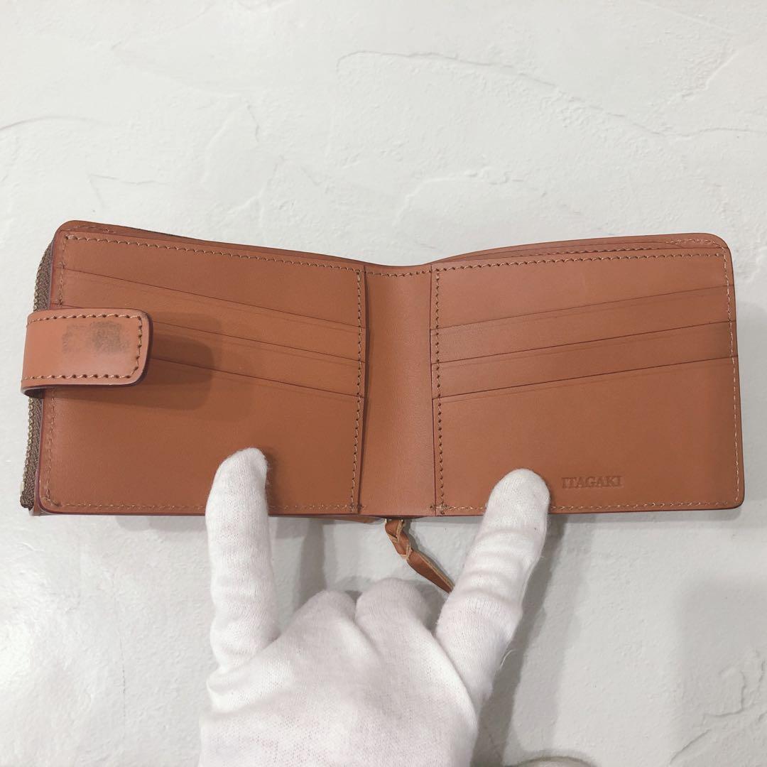 ☆美品☆ ITAGAKI 二つ折り財布 キャメル レザー シンプル メンズ