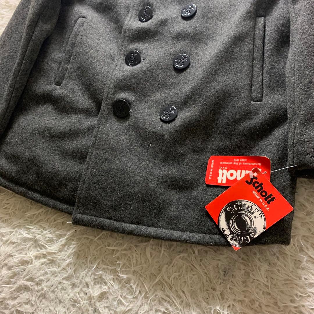 未使用/タグ付■SCHOTT ピーコート ダークグレー 38