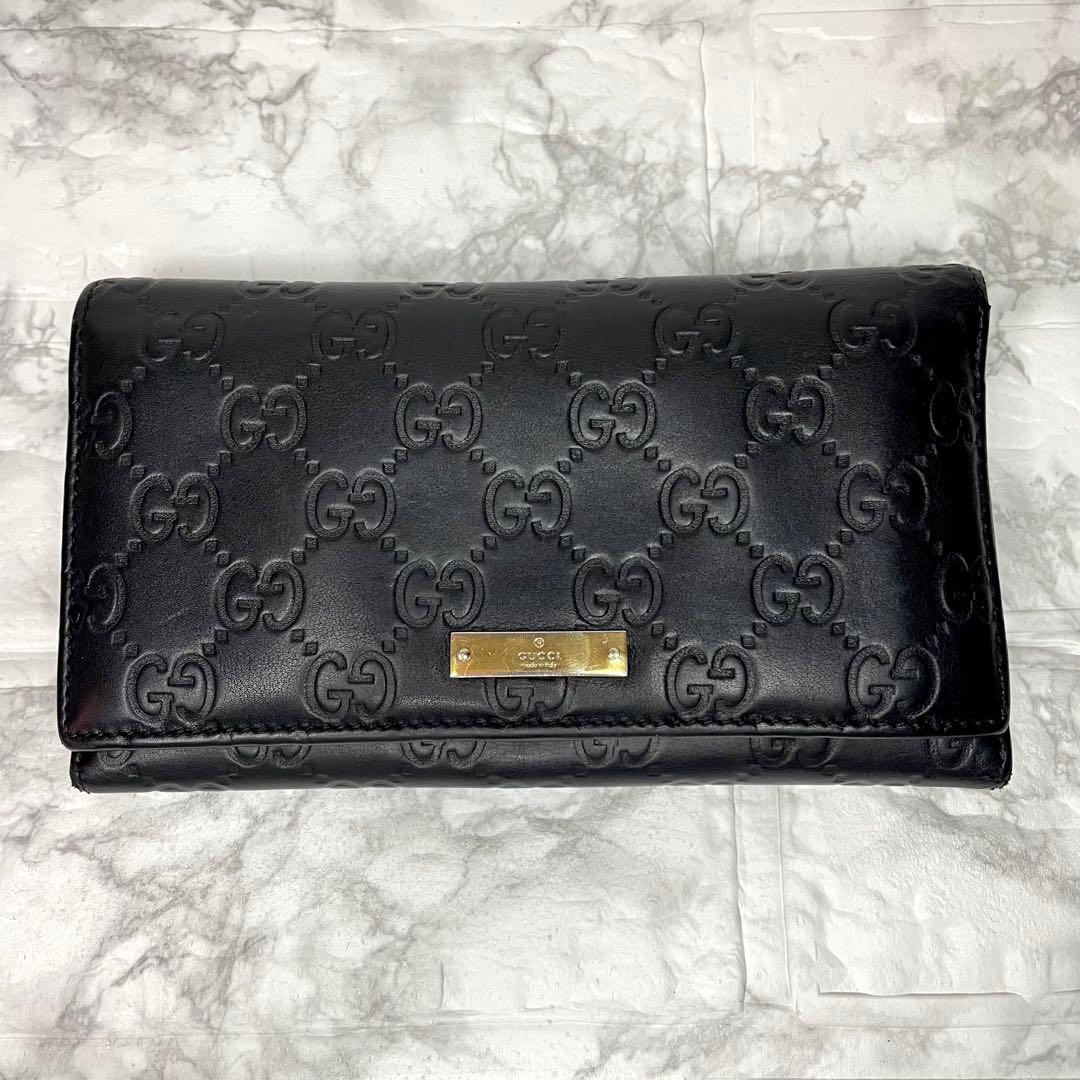 グッチ GUCCI グッチシマ 長財布 GGレザー ブラック