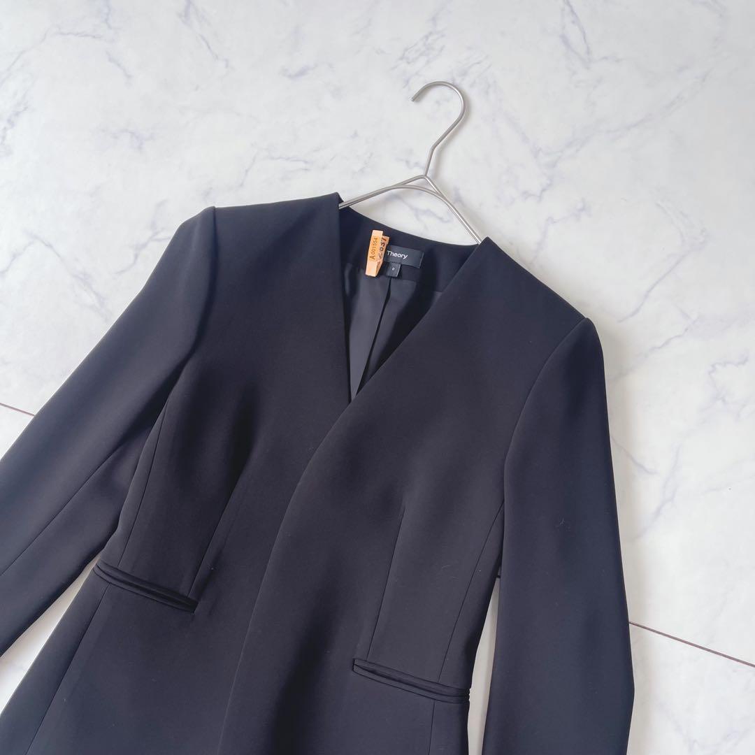 【未使用級】Theory LINDRAYIA ノーカラージャケット ボタンレス