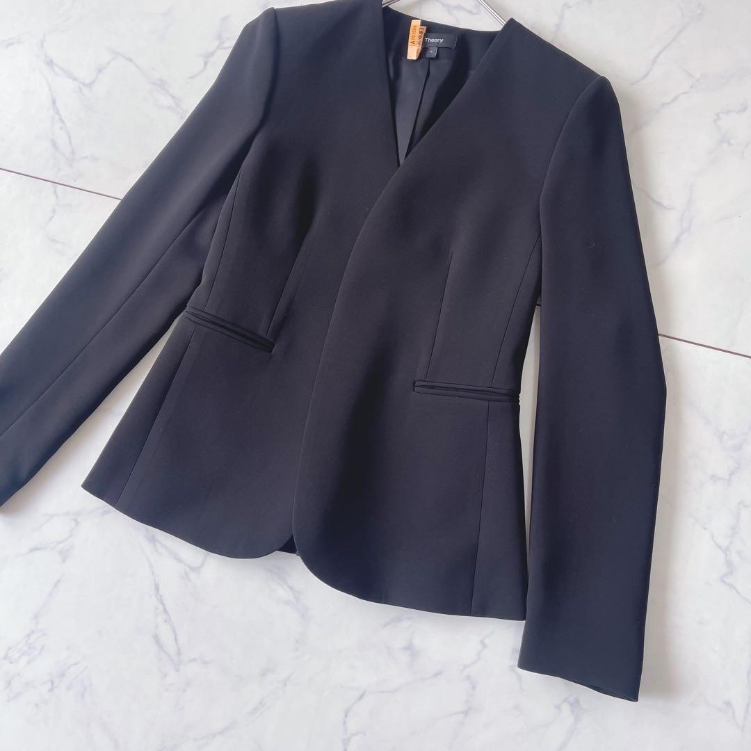 【未使用級】Theory LINDRAYIA ノーカラージャケット ボタンレス