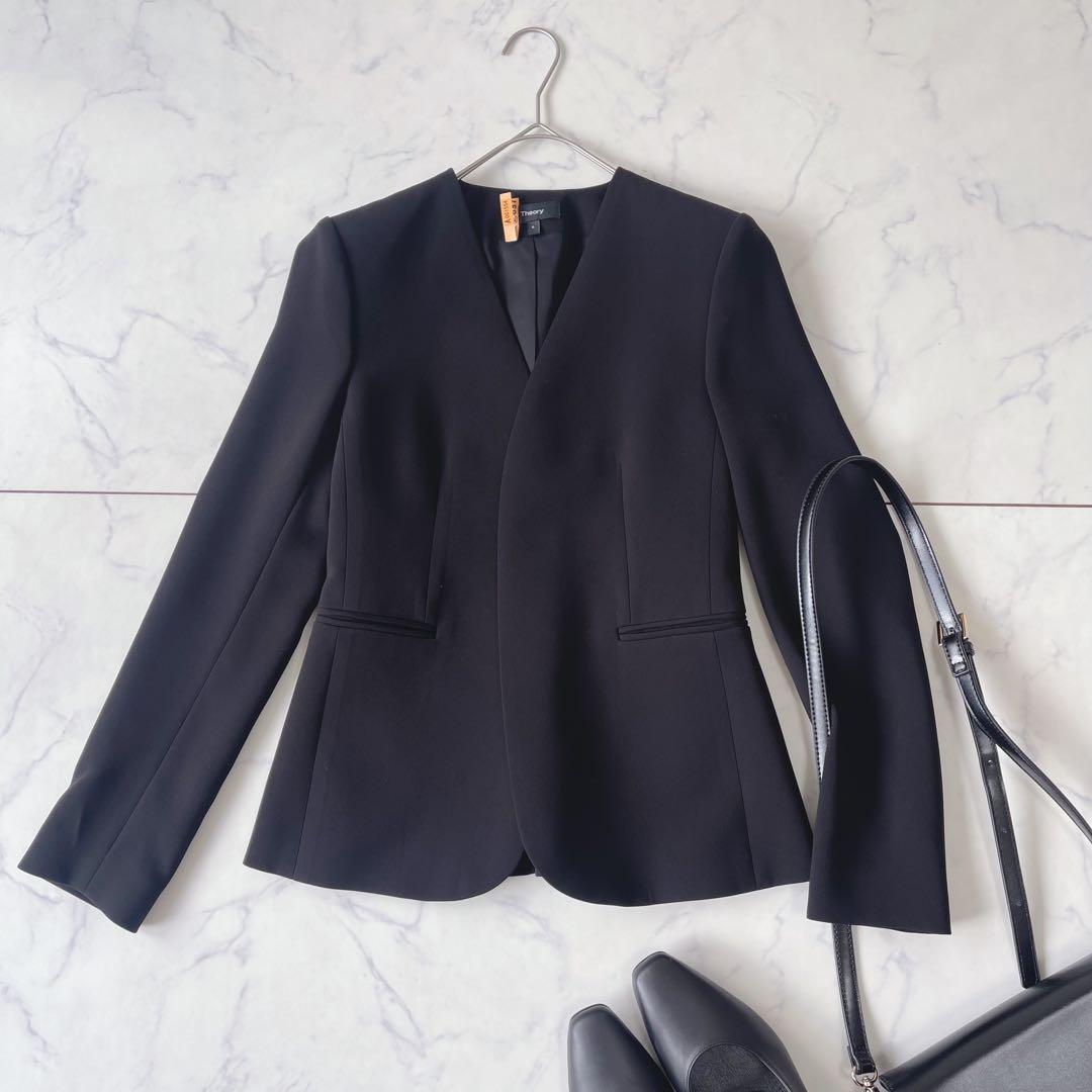 【未使用級】Theory LINDRAYIA ノーカラージャケット ボタンレス
