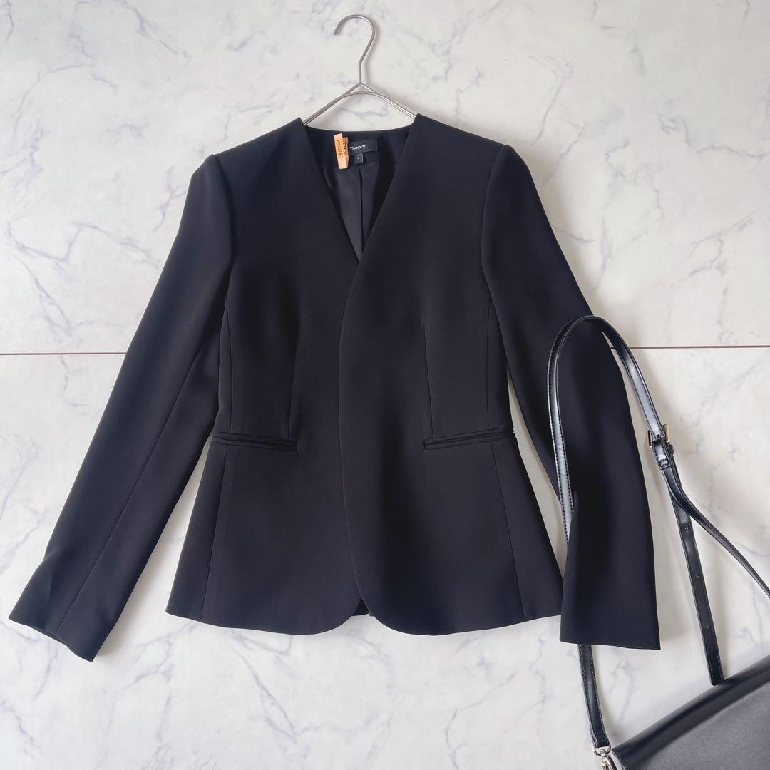 【未使用級】Theory LINDRAYIA ノーカラージャケット ボタンレス
