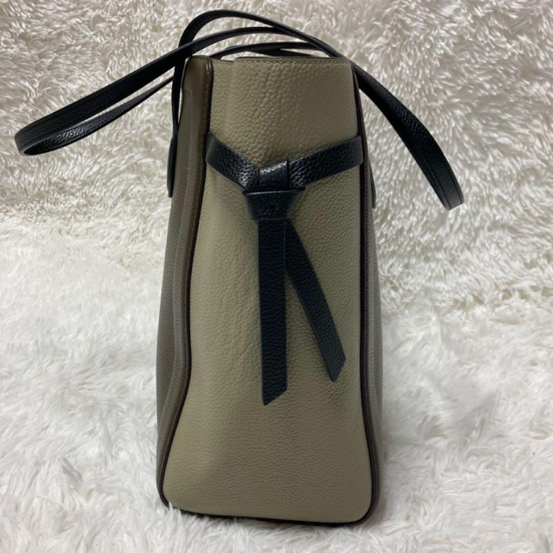 極美品Kate spade大容量A4OKノットラージバッグ　カーキxグレージュ