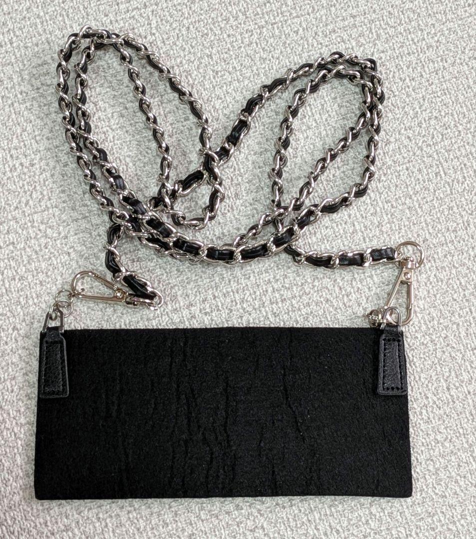 シャネル　マトラッセ　黒　三つ折り長財布　ラムスキン　シルバーココ　チェーン