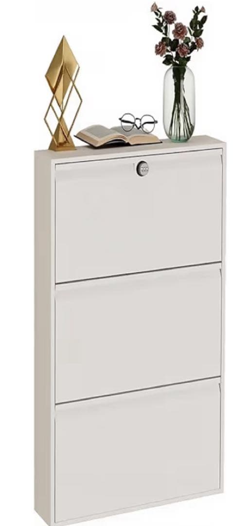 シューズラック 3段 完成品 メカニカルロック付き 奥行15.2cm