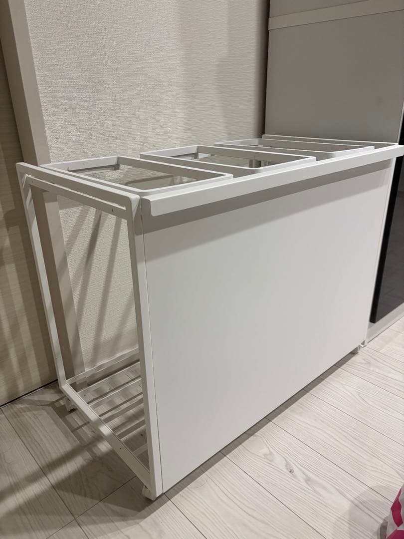 山崎実業　目隠し 分別 ダストワゴン 45L 3分別 ホワイト