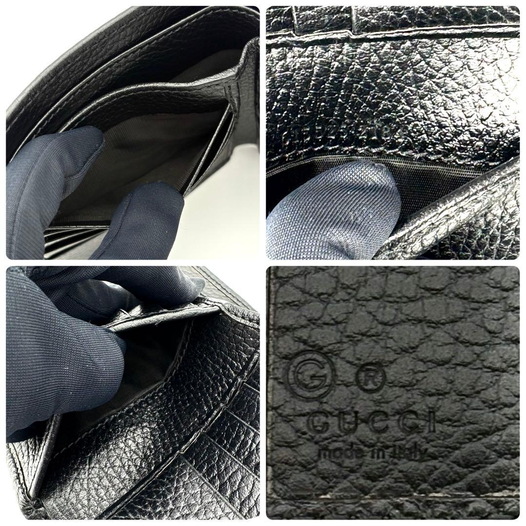 グッチ 折財布 カーフレザー インターロッキングG ブラック 黒 2384