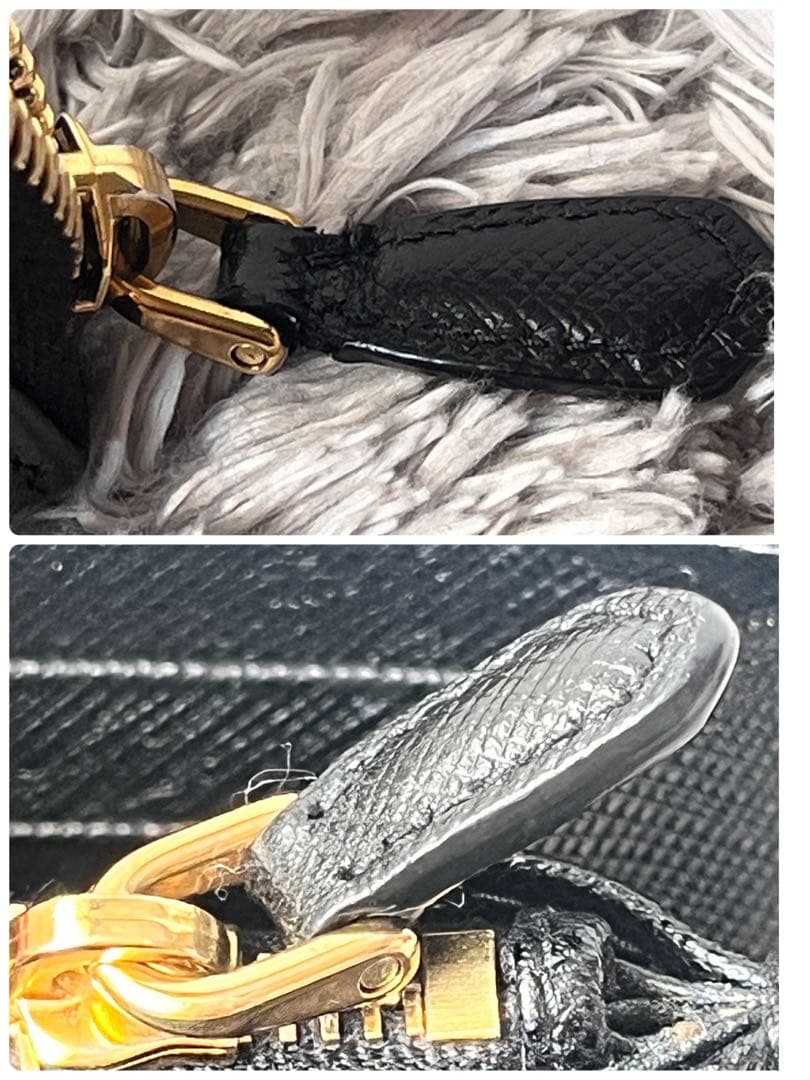 美品✨PRADA サフィアーノ　フィオッコ　メタルロゴ　ラウンドファスナー　黒