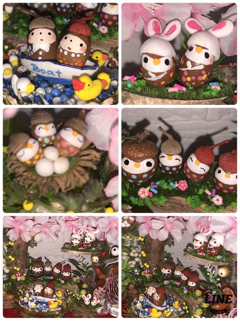 どんぐりアート♡春のオブジェ2点 ・掛けるタイプ2点