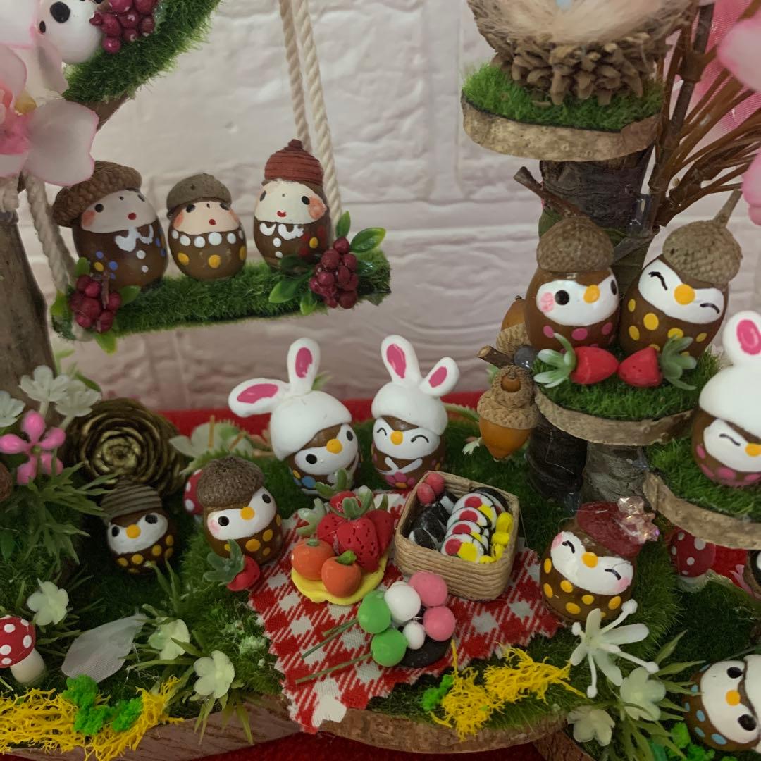 どんぐりアート♡春のオブジェ2点 ・掛けるタイプ2点