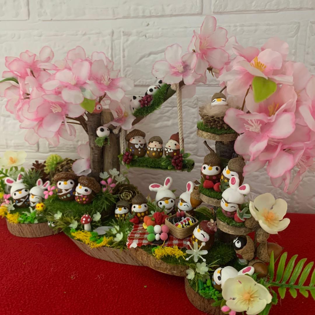 どんぐりアート♡春のオブジェ2点 ・掛けるタイプ2点