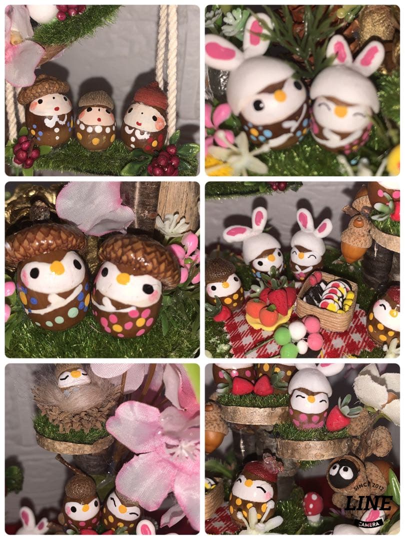 どんぐりアート♡春のオブジェ2点 ・掛けるタイプ2点