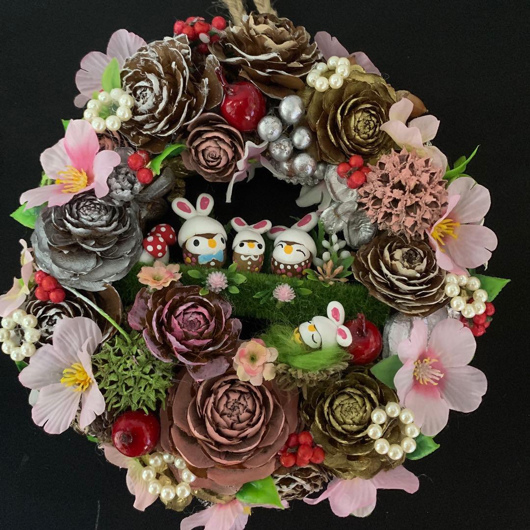 どんぐりアート♡春のオブジェ2点 ・掛けるタイプ2点