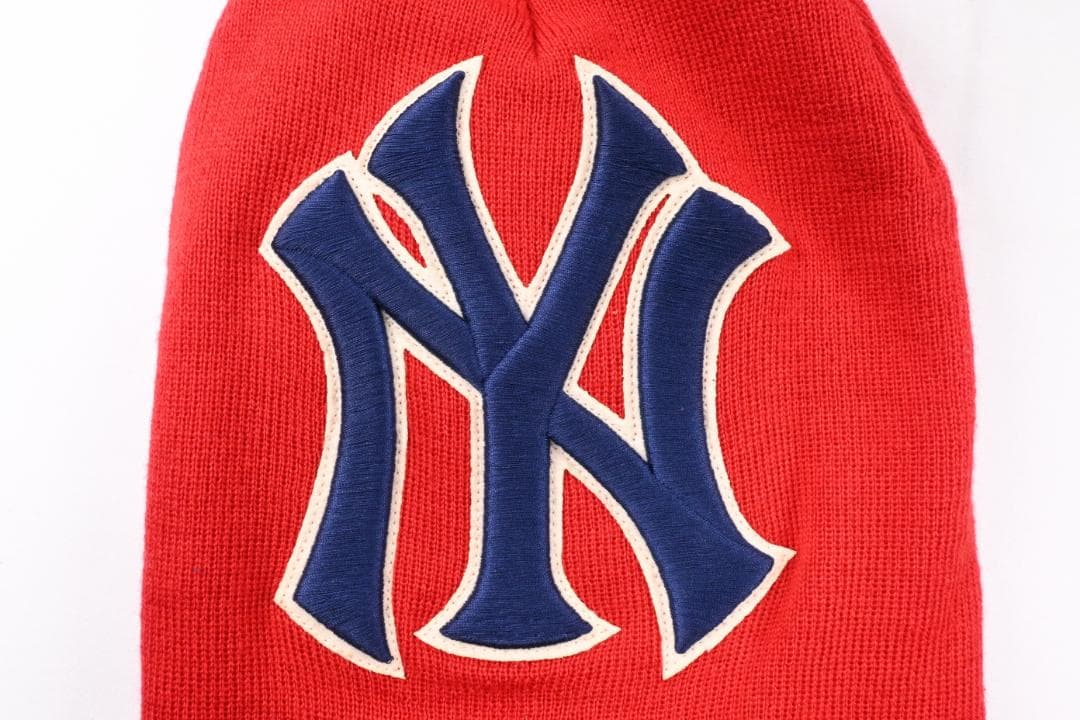 グッチ ×MLB ニューヨークヤンキース ビーニー ニットキャップ 帽子 レッド