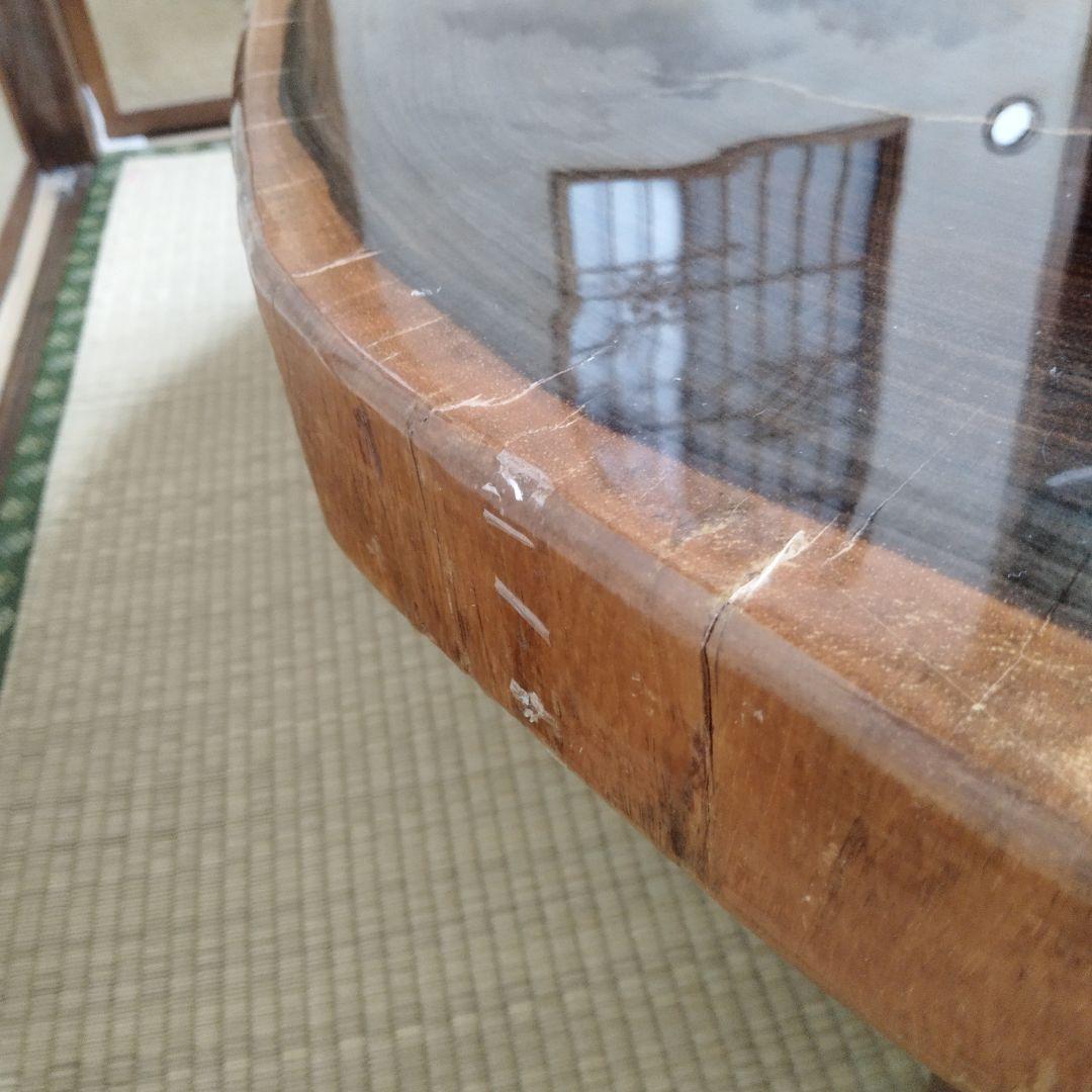 昭和レトロ 銘木 欅材 一枚板 大型座卓 円卓 センターテーブル サイドテーブル