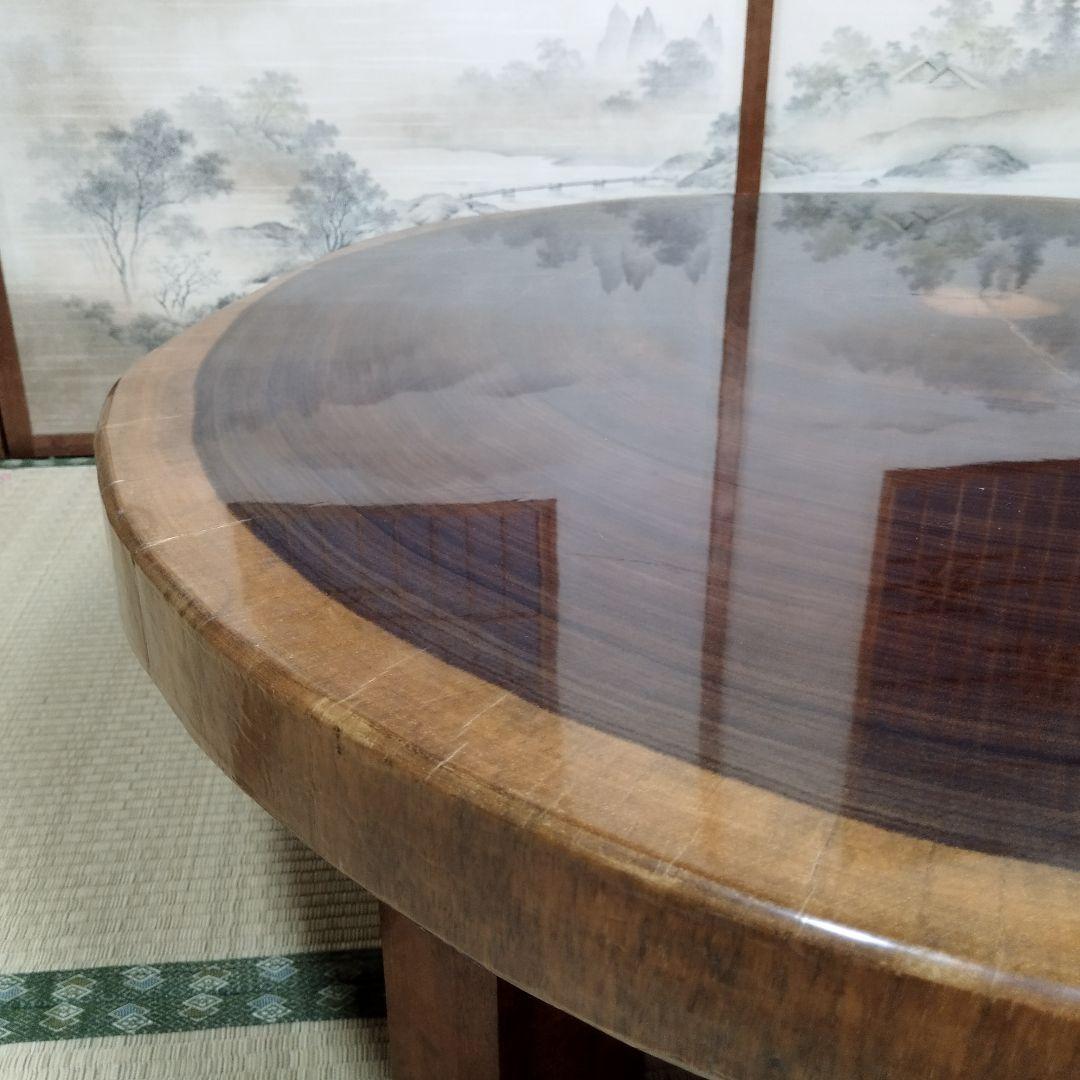 昭和レトロ 銘木 欅材 一枚板 大型座卓 円卓 センターテーブル サイドテーブル