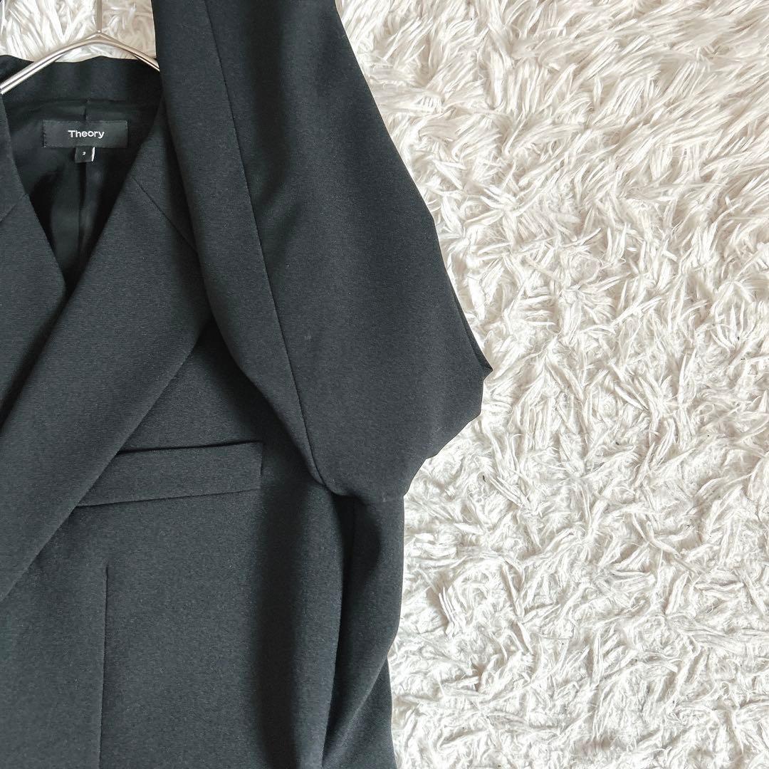 極美品⁂セオリー⁂オーバーラップジャケット　テーラード　ブラック　黒　M