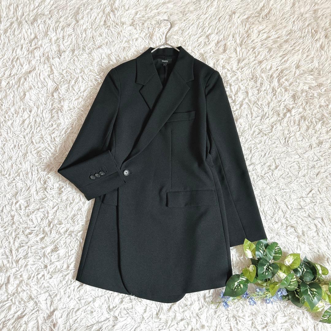 極美品⁂セオリー⁂オーバーラップジャケット　テーラード　ブラック　黒　M