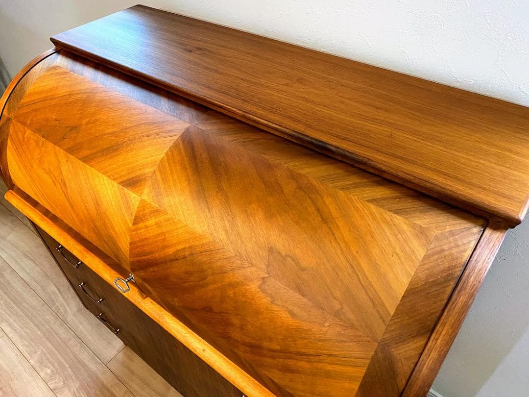 ヴィンテージ 北欧 ロールトップ ライティングビューロー チェスト 仕上済