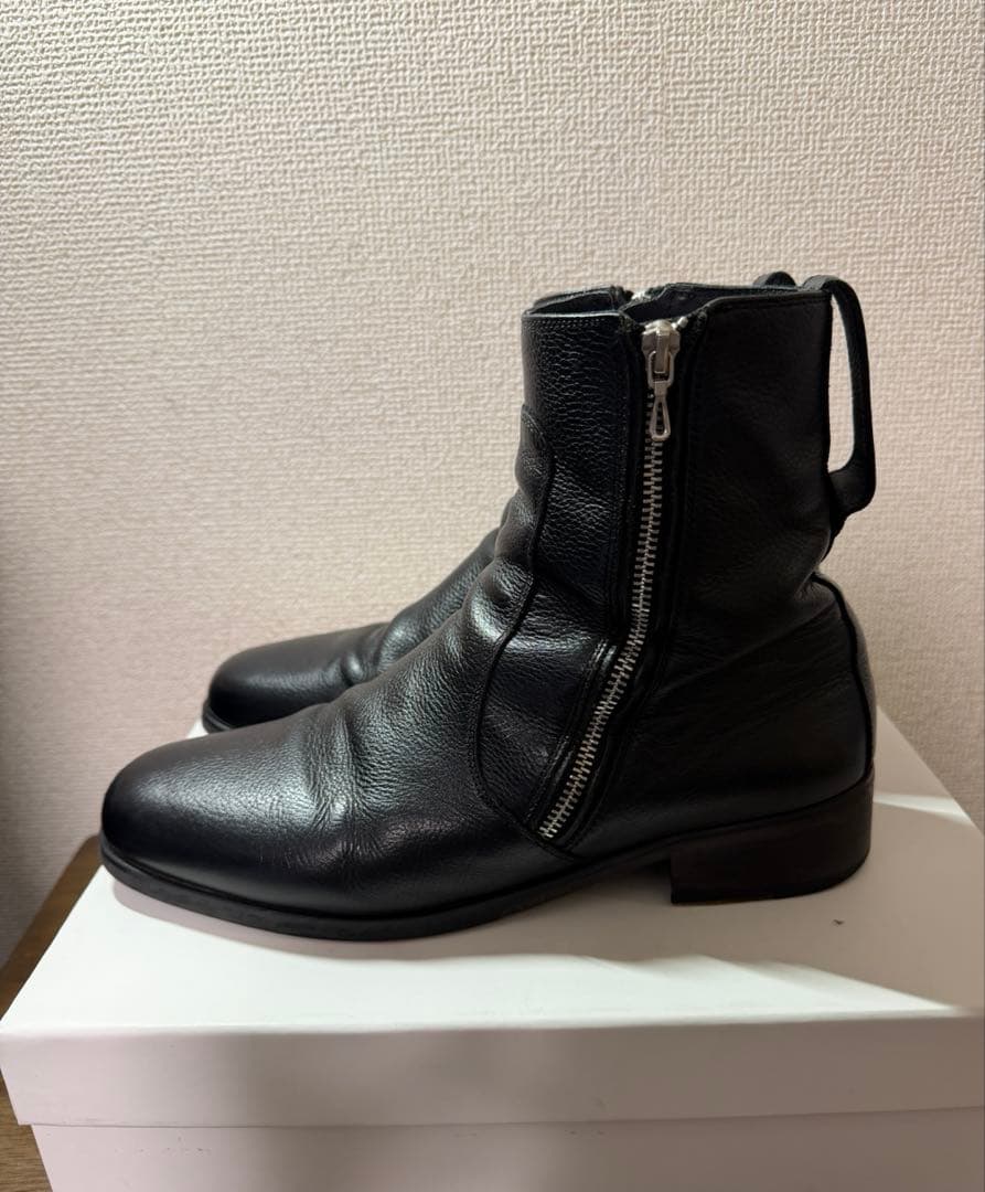 靴 LIDNM Llife SLIGHT SQUARE ZIP BOOTS