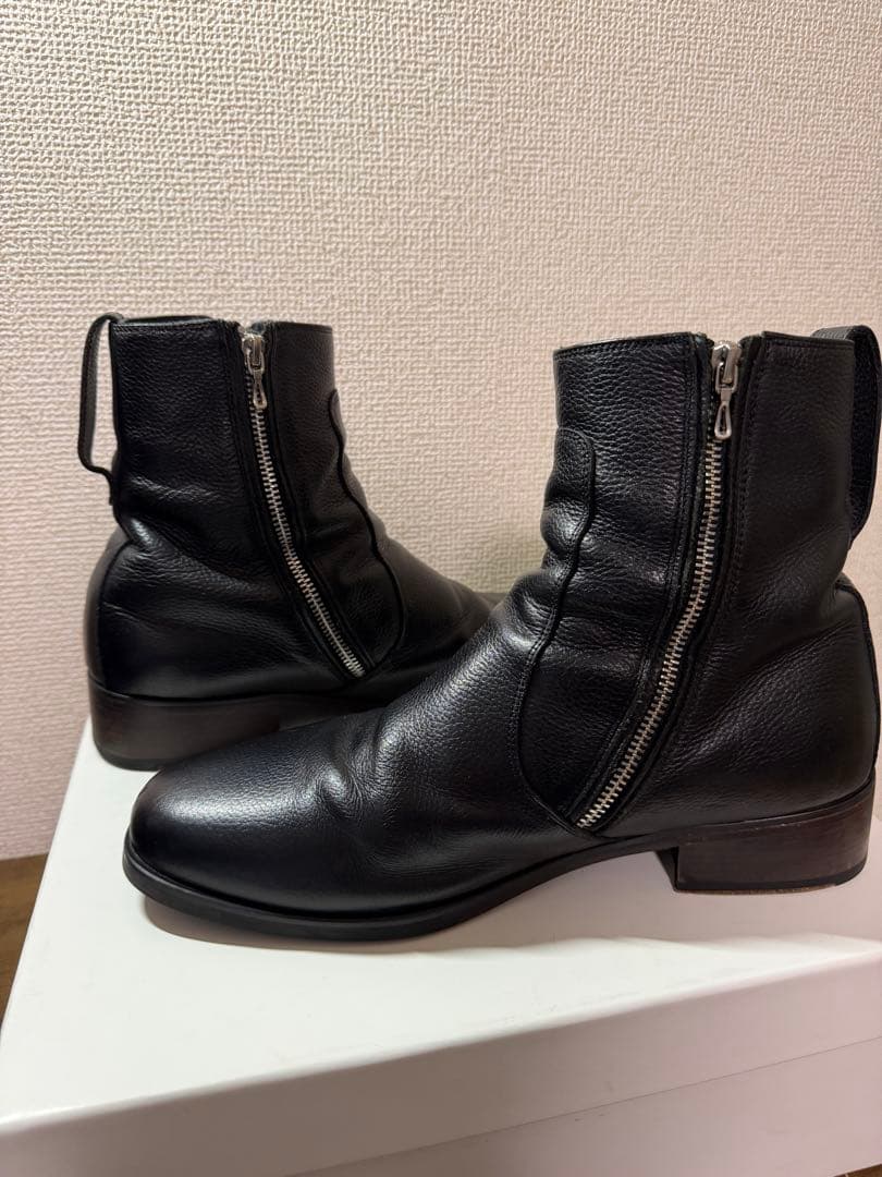 靴 LIDNM Llife SLIGHT SQUARE ZIP BOOTS