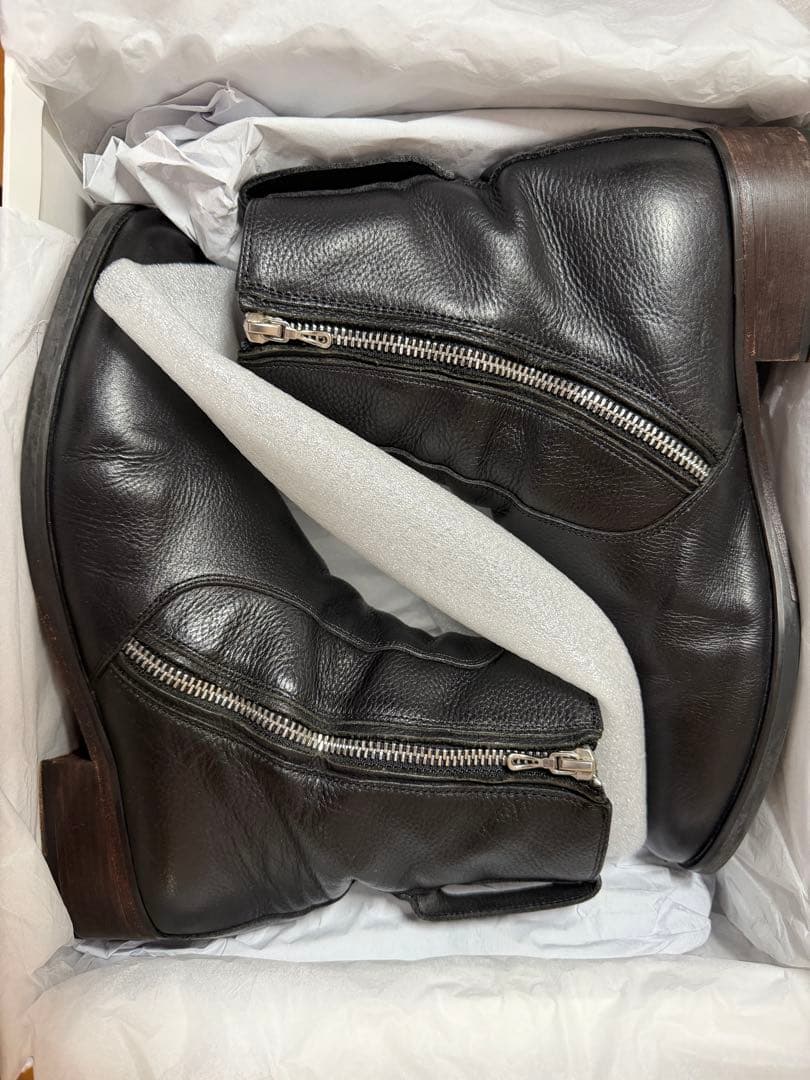 靴 LIDNM Llife SLIGHT SQUARE ZIP BOOTS