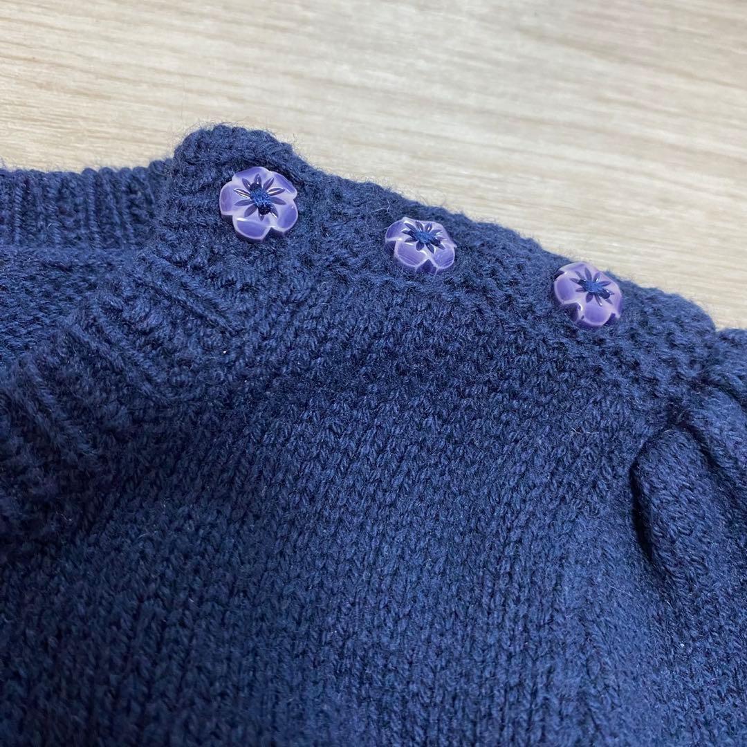 ポロラルフローレン　キッズ100 ポロベア　クマ　ネイビー　長袖ニットワンピース