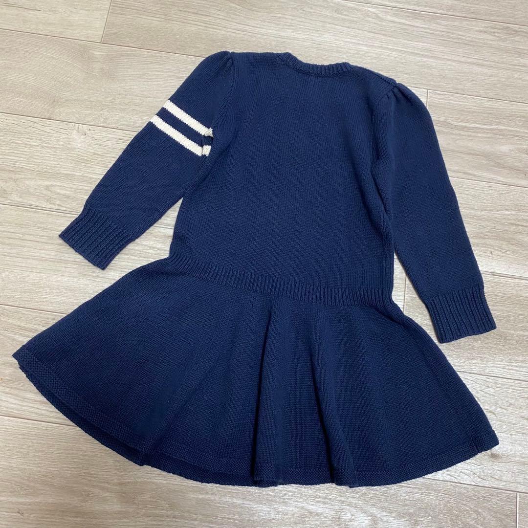 ポロラルフローレン　キッズ100 ポロベア　クマ　ネイビー　長袖ニットワンピース
