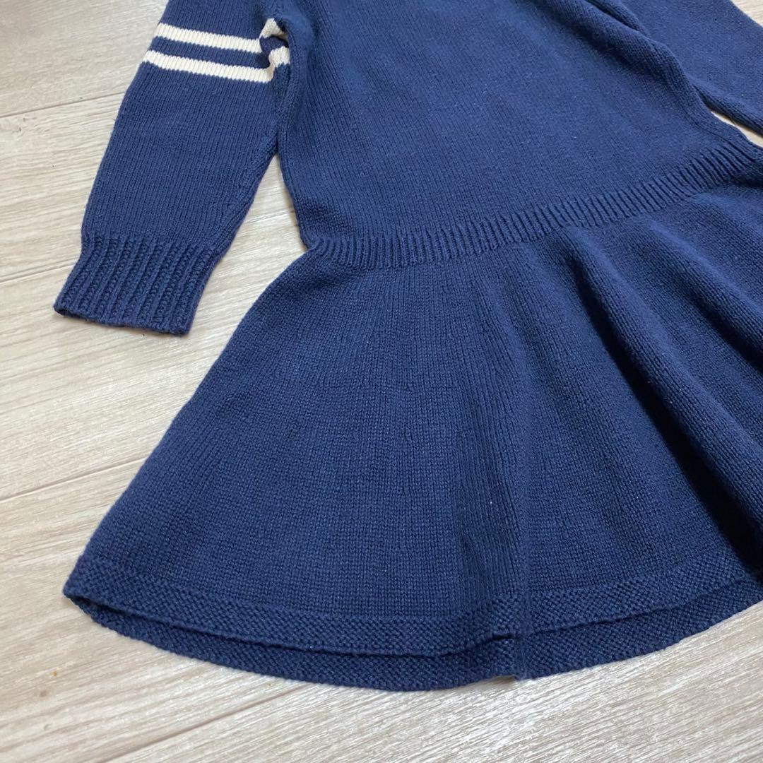 ポロラルフローレン　キッズ100 ポロベア　クマ　ネイビー　長袖ニットワンピース