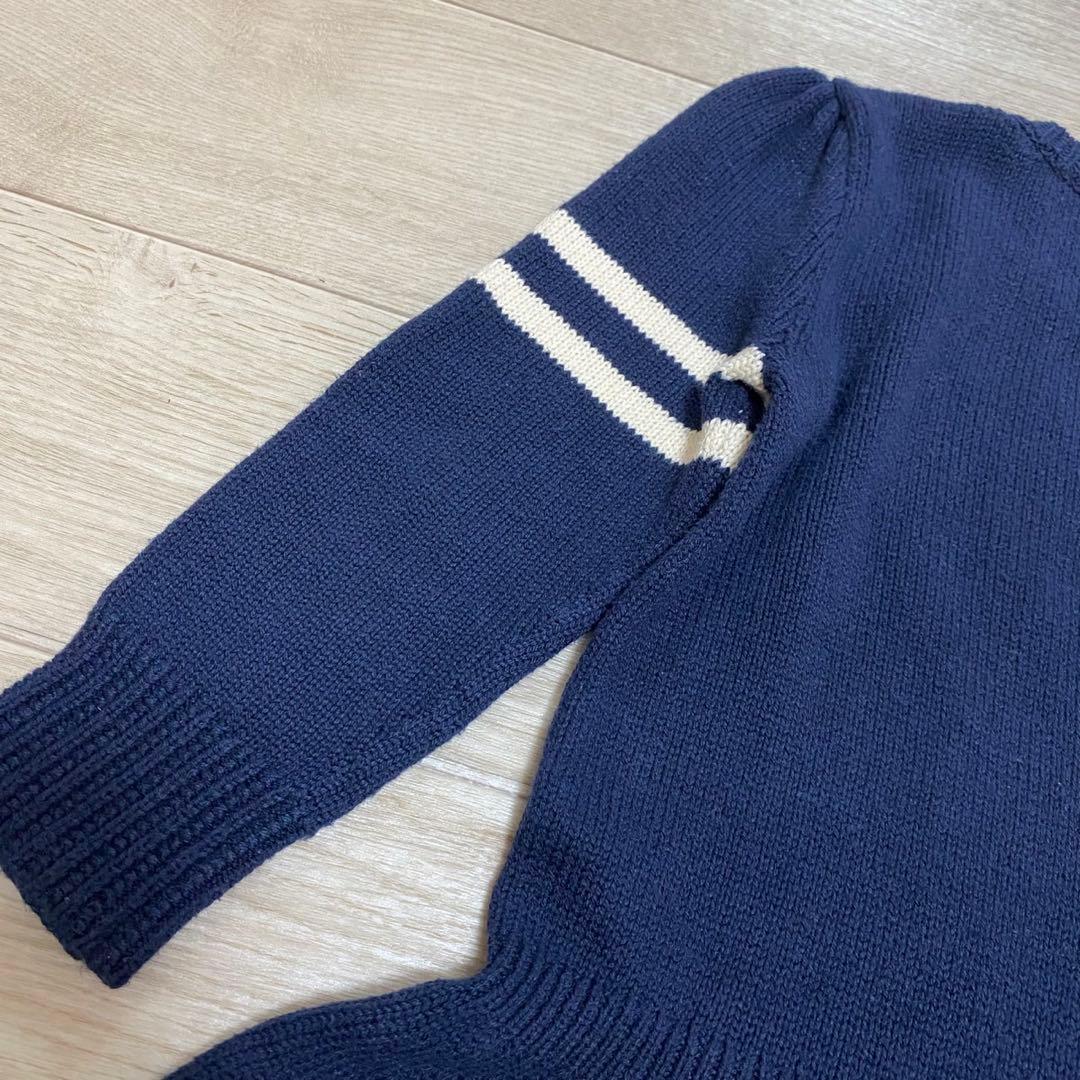 ポロラルフローレン　キッズ100 ポロベア　クマ　ネイビー　長袖ニットワンピース