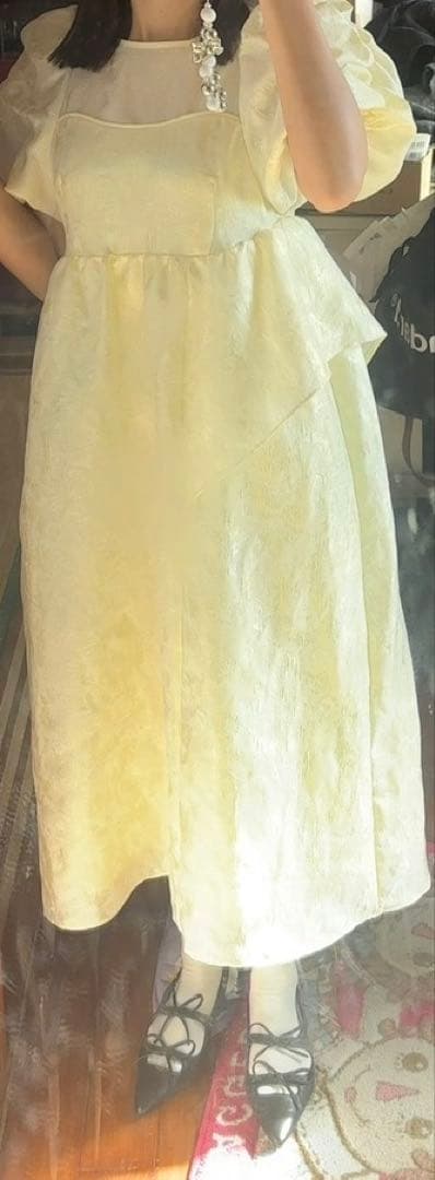 ワンピース bubble sleeve jacquard dress / andresd